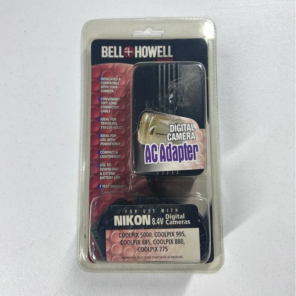 Bell Howell DigiCom AC Power Adapter‎ for Nikon Coolpix Digital Cameras 8.4V